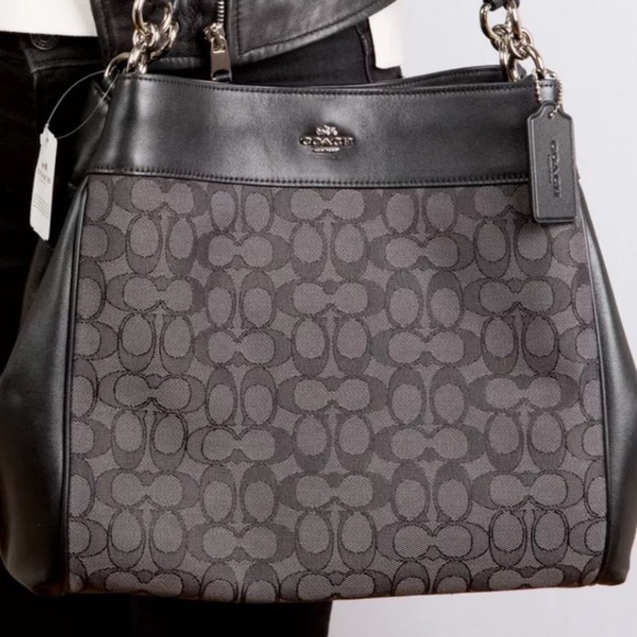 Authentic COACH leather Lexy Jacquard shoulder bag - Picture 3 of 8